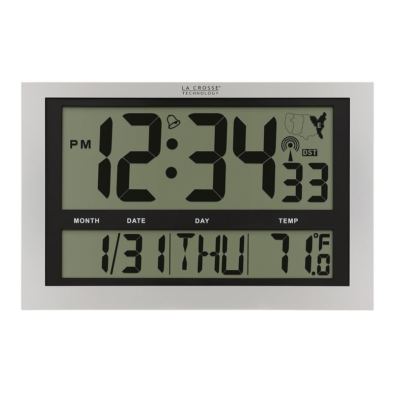 La Crosse Technology La Crosse Technology Atomic WallTable Clock Plastic 1075inch H x 1675inch W x 138inch D 5131211 