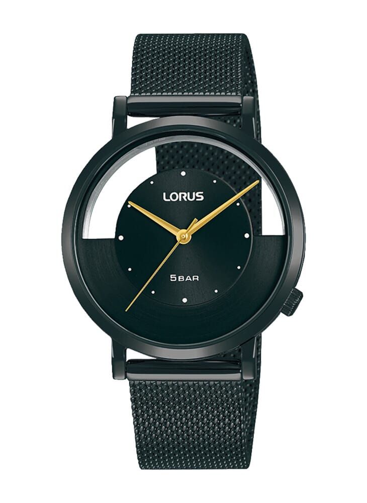 LORUS ساعة لوروس سوداء بمينا أشعة الشمس كوارتز أنالوج من الفولاذ المقاوم للصدأ للنساء RG271SX9 - Image 1