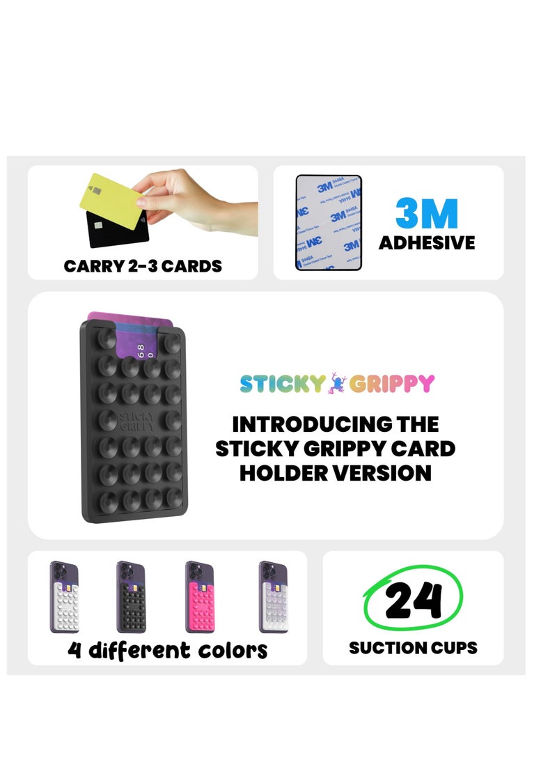 Excefore Suction Phone Card Holder Mount, Phone Wallet, Hands-Free Mirror Shower Phone Holder, for Selfies and Videos, Silicon Adhesive Phone Accessory for iPhone and Android (2Pcs,Black) - Image 2