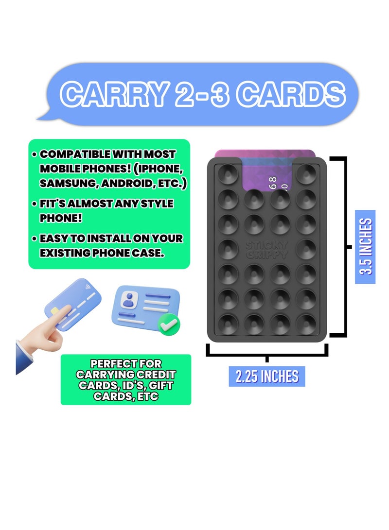 Excefore Suction Phone Card Holder Mount, Phone Wallet, Hands-Free Mirror Shower Phone Holder, for Selfies and Videos, Silicon Adhesive Phone Accessory for iPhone and Android (2Pcs,Black) - Image 4