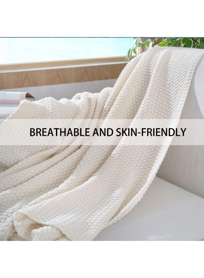 NANAO Knitted Throw Blankets, Cozy Lightweight Decorative Throw, Warm Woven Blanket with Tassels for Couch Sofa, Bed and Living Room, All Seasons Suitable for Women, Men and Kids (130X170cm, Beige) - Image 2