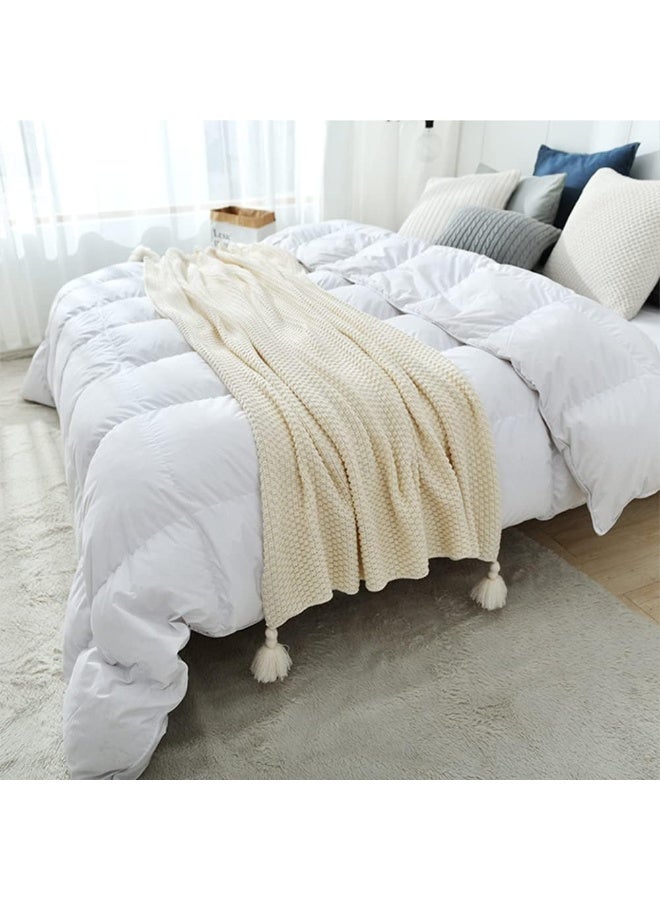 NANAO Knitted Throw Blankets, Cozy Lightweight Decorative Throw, Warm Woven Blanket with Tassels for Couch Sofa, Bed and Living Room, All Seasons Suitable for Women, Men and Kids (130X170cm, Beige) - Image 5