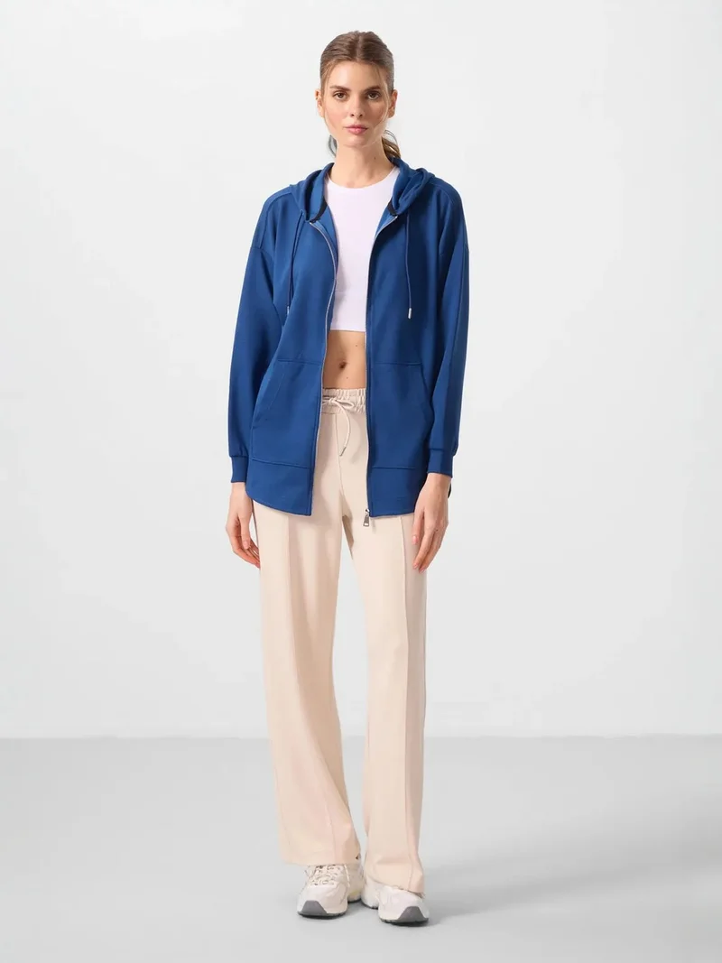 TOMMYLIFE TOMMY Oversized Hooded Long-sleeve Zip Tunic Top