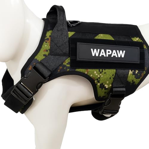 WapaW Dog Harness No-Pull Pet Harness Adjustable Outdoor Pet Vest 3M Reflective Oxford Material Vest for Dogs Easy Control for Small Medium Large Dogs (Large, Camouflage Green) - Image 1