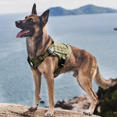 WapaW Dog Harness No-Pull Pet Harness Adjustable Outdoor Pet Vest 3M Reflective Oxford Material Vest for Dogs Easy Control for Small Medium Large Dogs (Large, Camouflage Green) - Image 5