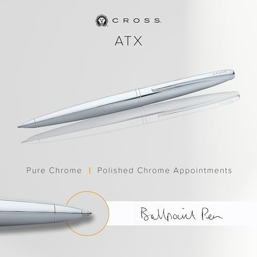 Cross ATX Refillable Ballpoint Pen Presented in a Luxury Gift Box - Medium Point, Black Ink, Pure Chrome - Image 2