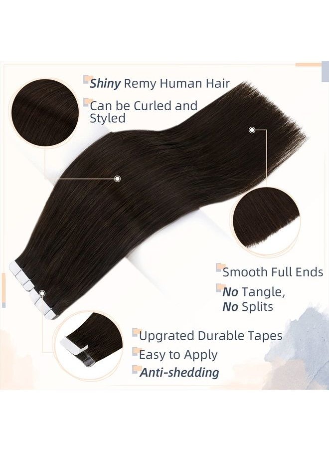 RUNATURE - Black Tape in Hair Extensions Color #1B Off Black Hair Extensions Tape in Human Hair Extensions 14 Inch 40g 20pcs Re al Tape in Extensions Natural Hair Silky Straight - Image 1