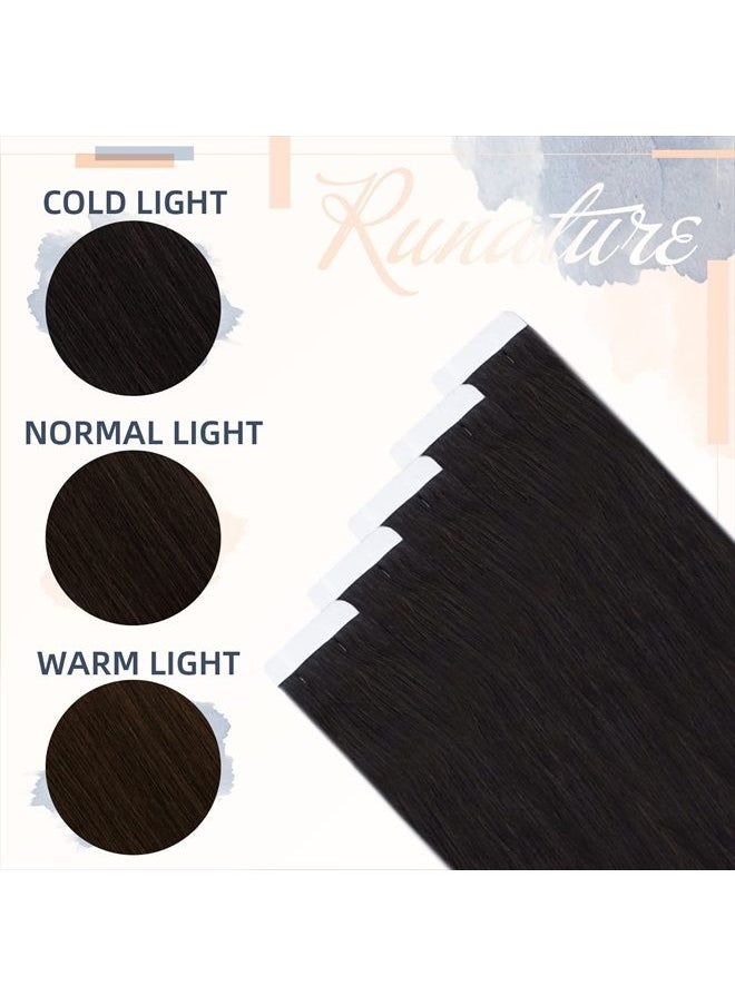 RUNATURE - Black Tape in Hair Extensions Color #1B Off Black Hair Extensions Tape in Human Hair Extensions 14 Inch 40g 20pcs Re al Tape in Extensions Natural Hair Silky Straight - Image 1