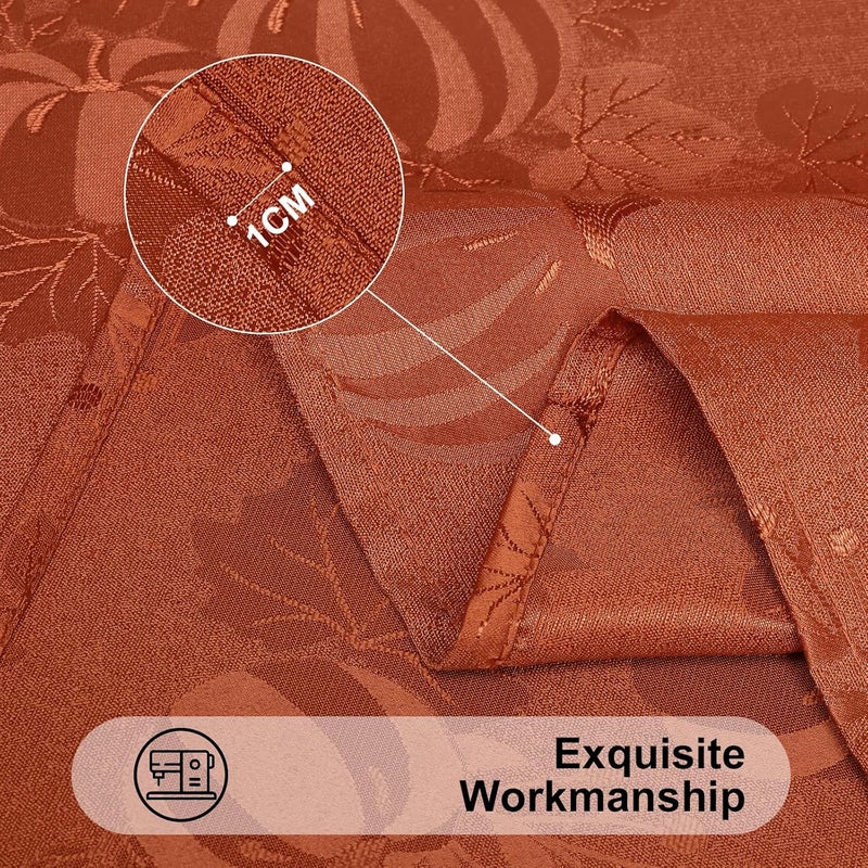 Smiry Rectangle Thanksgiving Tablecloth 60x102 Inch Fall Waterproof Damask Table Cloth Autumn Leaves Fabric Jacquard Table Covers for Harvest Parties and Holiday Dinner TerracottaRust - Image 5