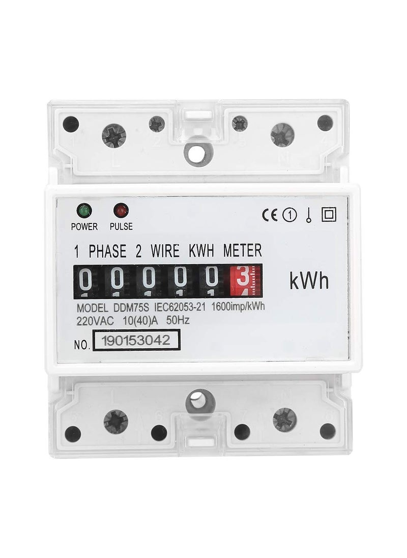 Walfront Electric Meter, KWh Meter, Single Phase 4P LED DIN-Rail Electricity Power Consumption Wattmeter Energy Meter, 10-40A  - Image 1