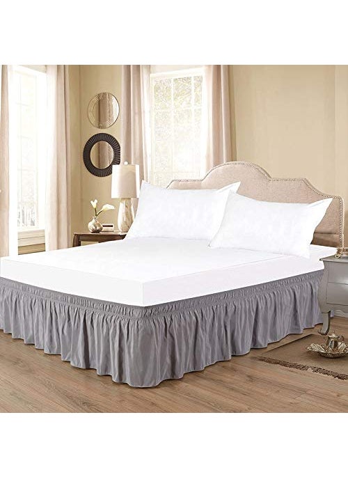 YRM Bedding's Light Grey Silver Bed Skirt Wrap Around 600Microfiber with Easy Fit with 22 Inch Tailored Drop Shrinkage and Fade Resistant with Microfiber 22 Bed Skirt King Size 78 x 80  - Image 1