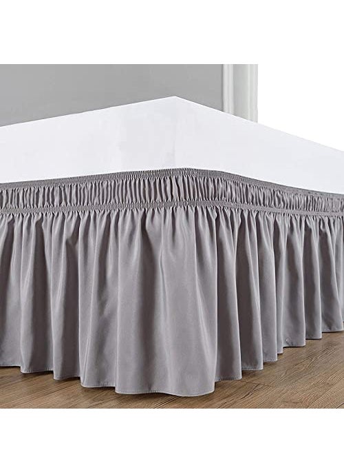 YRM Bedding's Light Grey Silver Bed Skirt Wrap Around 600Microfiber with Easy Fit with 22 Inch Tailored Drop Shrinkage and Fade Resistant with Microfiber 22 Bed Skirt King Size 78 x 80  - Image 2