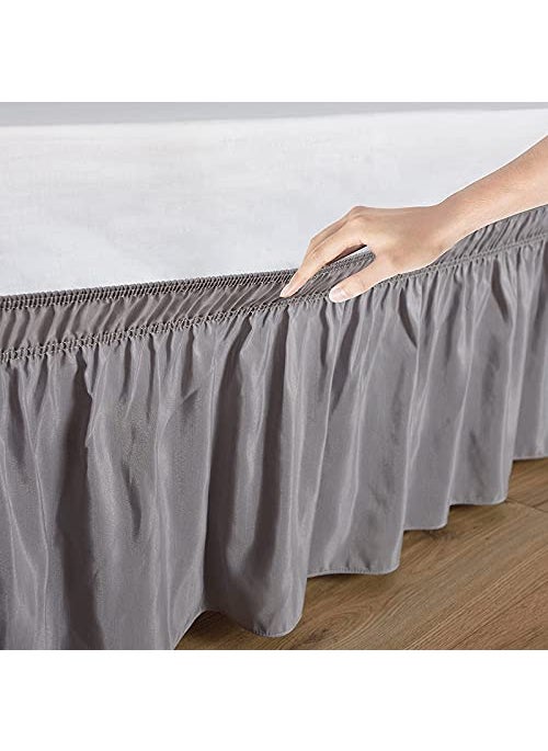 YRM Bedding's Light Grey Silver Bed Skirt Wrap Around 600Microfiber with Easy Fit with 22 Inch Tailored Drop Shrinkage and Fade Resistant with Microfiber 22 Bed Skirt King Size 78 x 80  - Image 3