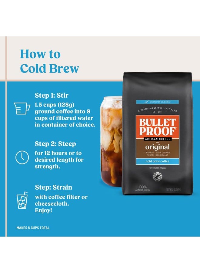 Bulletproof Original Medium Roast Coarse Ground Cold Brew Coffee, 12 Ounces, Clean and Tested for Toxins, Smooth Artisan Coffee Ground for Cold Brew Iced Coffee - Image 2