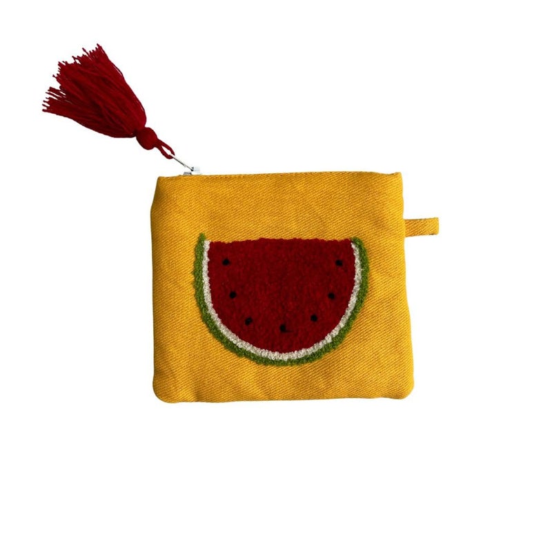JASMEY HOMES Watermelon Hand Pouch with Zipper for Unique Gifting Storing Stationery Make up and Toiletry Items Multicolor 15 x18 cm - Image 1