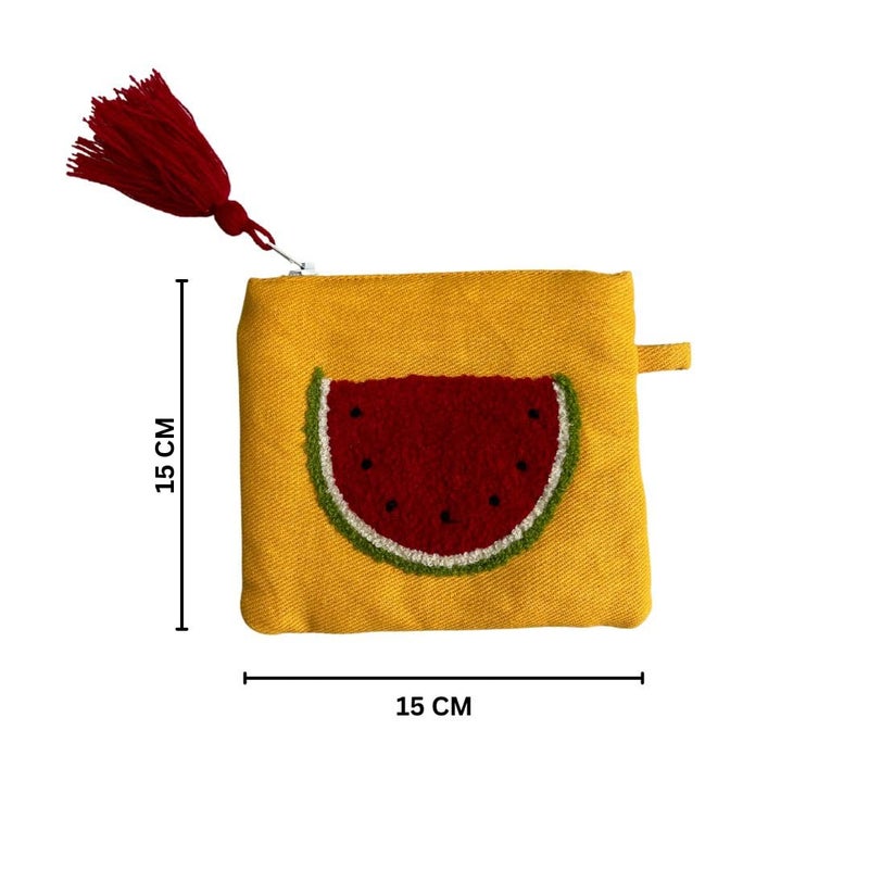 JASMEY HOMES Watermelon Hand Pouch with Zipper for Unique Gifting Storing Stationery Make up and Toiletry Items Multicolor 15 x18 cm - Image 4