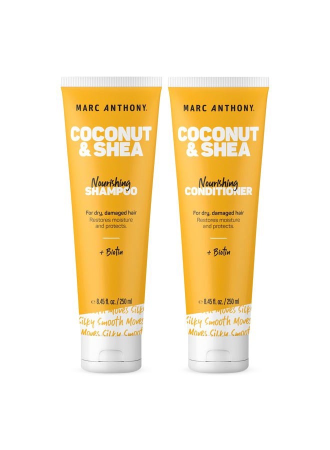 MARC ANTHONY Volumizing Shampoo and Conditioner Set with Coconut Oil & Shea Butter - Nourishing & Hydrating Haircare Infused with Biotin for Dry & Damaged Hair - Restore Moisture & Protects Hair - Image 1