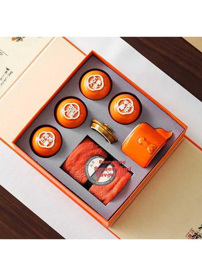 Bw Persimmon Tea Set High-end Gift Box Kung Fu Tea Set Holiday Gift For Elders Business Souvenir - Image 3