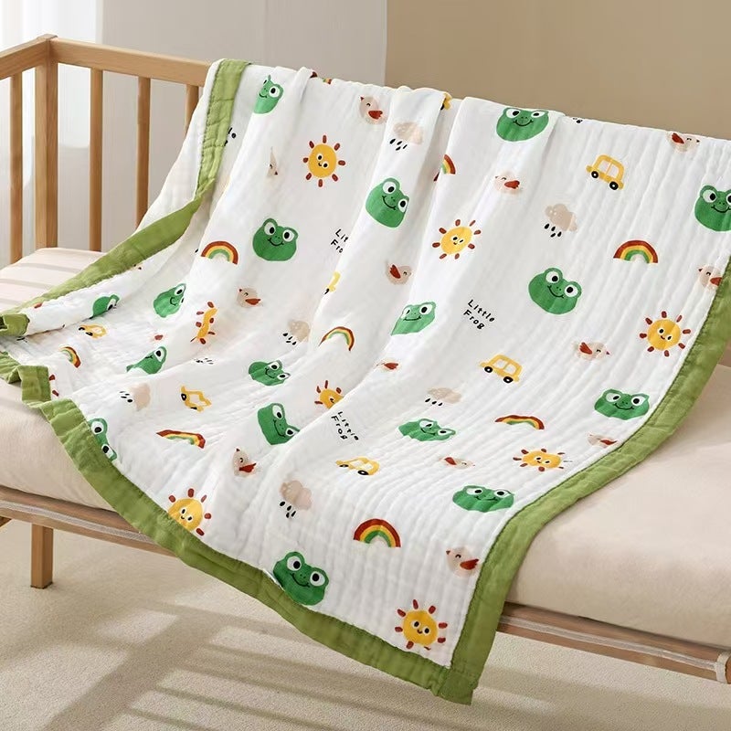 Gauze Bath Towel 110*110Cm Newborn Baby Class A Cotton Coated Children'S High Density Six-Layer Gauze Children'S Quilt Blanket - Image 2