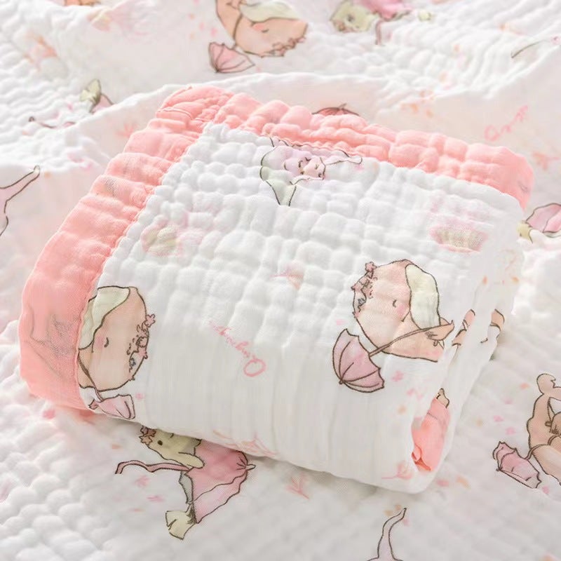 Gauze Bath Towel 110*110Cm Newborn Baby Class A Cotton Coated Children'S High Density Six-Layer Gauze Children'S Quilt Blanket - Image 1