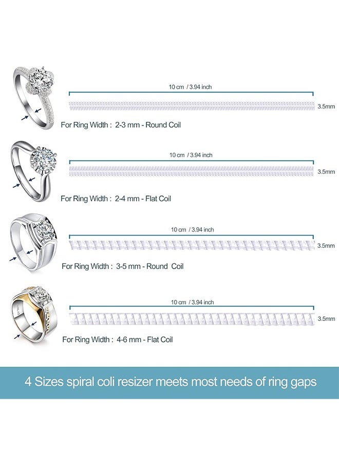 Polish'D - 12 Pack Ring Sizer Adjuster for Loose Rings with Black Measuring Ruler, Guards, Spacers & Tighteners, Fits Bands Up to 6mm, Reduces Size by 0.5-1.5, Invisible Design for Women & Men - Image 1