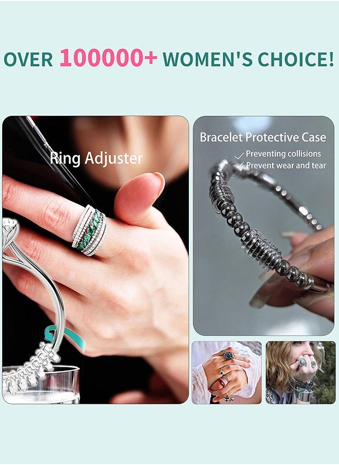 Polish'D - 12 Pack Ring Sizer Adjuster for Loose Rings with Black Measuring Ruler, Guards, Spacers & Tighteners, Fits Bands Up to 6mm, Reduces Size by 0.5-1.5, Invisible Design for Women & Men - Image 1