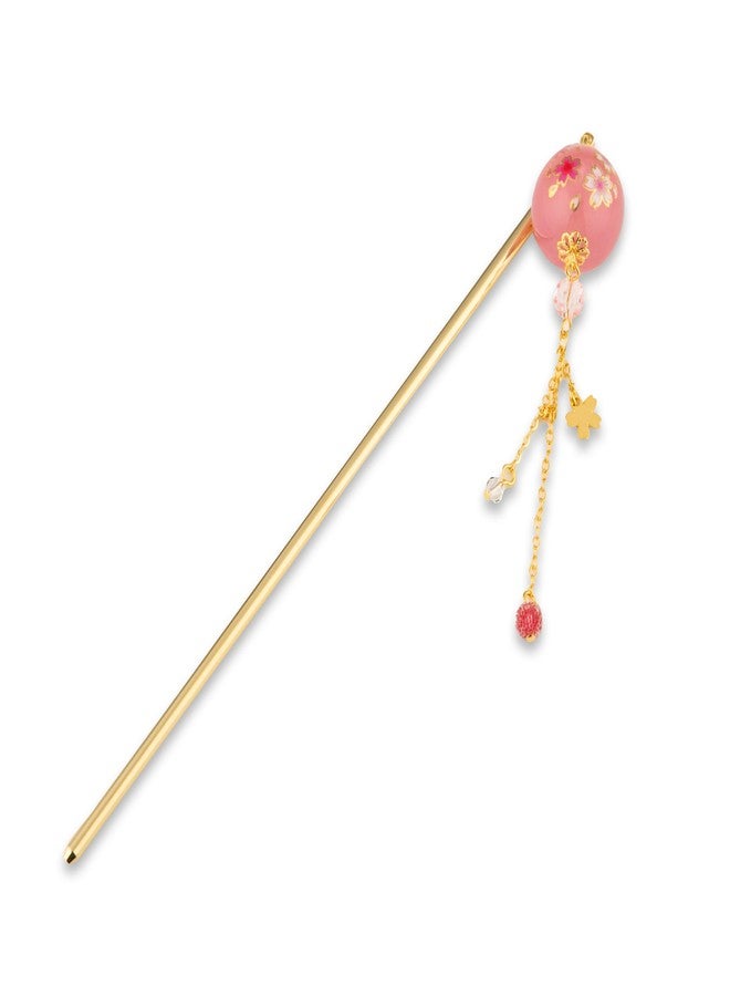 noren Hair Stick for Bun Kanzashi Metal Hair Pin, Japanese Style Hairpin Hair Chopsticks Hair Accessory for women(SAKURA ball/Pink) - Image 1