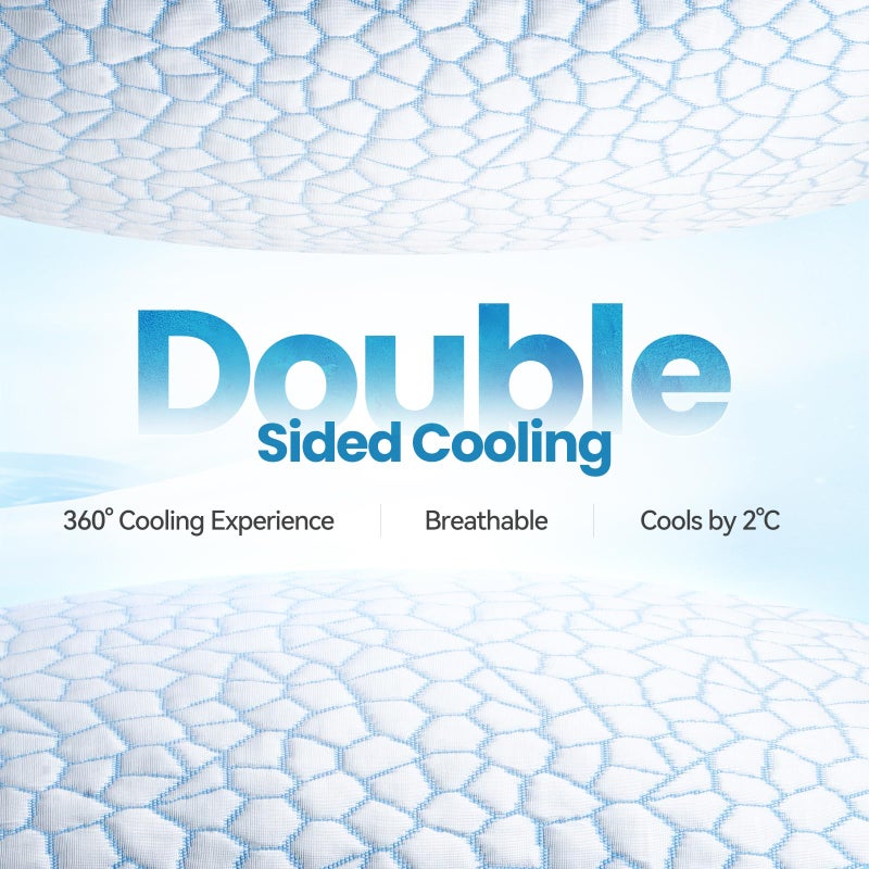 QUTOOL Double Sided Cooling Pillow for Hot Sleepers, Shredded Memory Foam Pillows King Size Set of 2, Adjustable Soft & Firm Gel Bed Pillow for Side, Back, Stomach Sleepers - Image 2