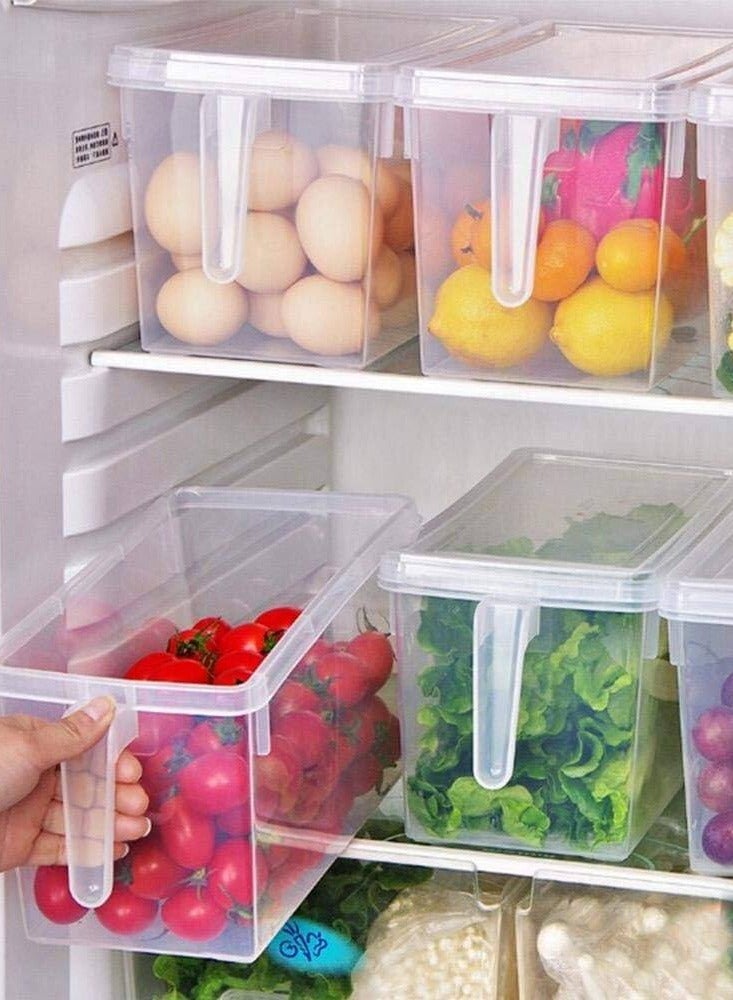 بريمو بلس صناديق تخزين الطعام مع أغطية ومقبض، مجموعة من 2 علبة بلاستيكية كبيرة,علب تخزين للثلاجة، منظم ثلاجة قابل للتكديس ومزود بمقبض وغطاء للحفاظ على الطعام 2 علبة - Image 3