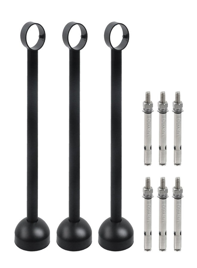 Nicerity 3 Pcs Stainless Steel Black Ceiling Mounted Shower Curtain Rod Supports Heavy Duty Curtain Rod Holder for Clothes Hanging, 11.81"/300mm - Image 1
