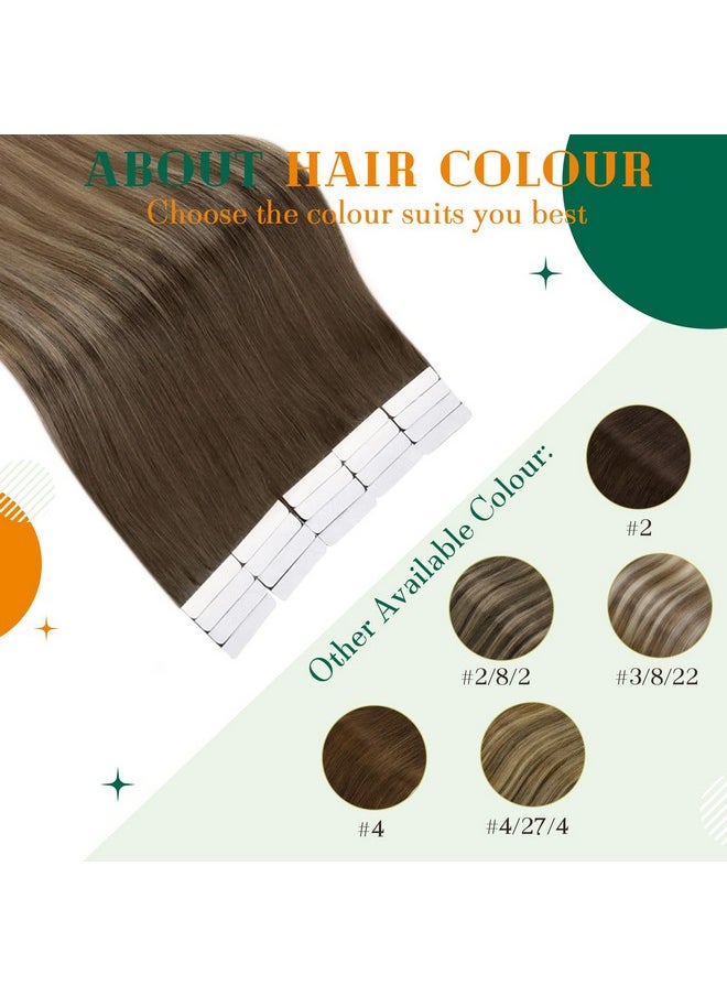 Easyouth - Human Hair Tape In Extensions Ombre Brown To Blonde Tape In Hair Extensions Balayage Tape In Human Hair Extensions 22 Inch 50G 20Pcs - Image 1