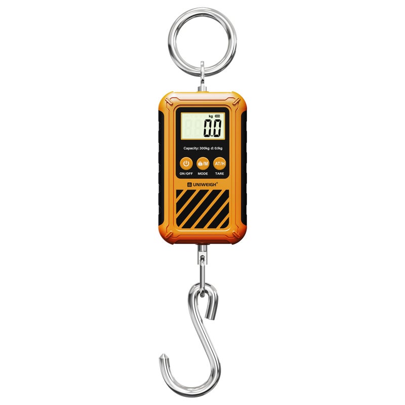 UNIWEIGH Digital Hanging Scale,Mini Crane Scale 300kg/660lb,Postal Luggage Scale with LCD Display,Portable Handheld and Large Hook,Deer Scale with Hold &Tare Function for Garage Farms Hunting Fishing - Image 1