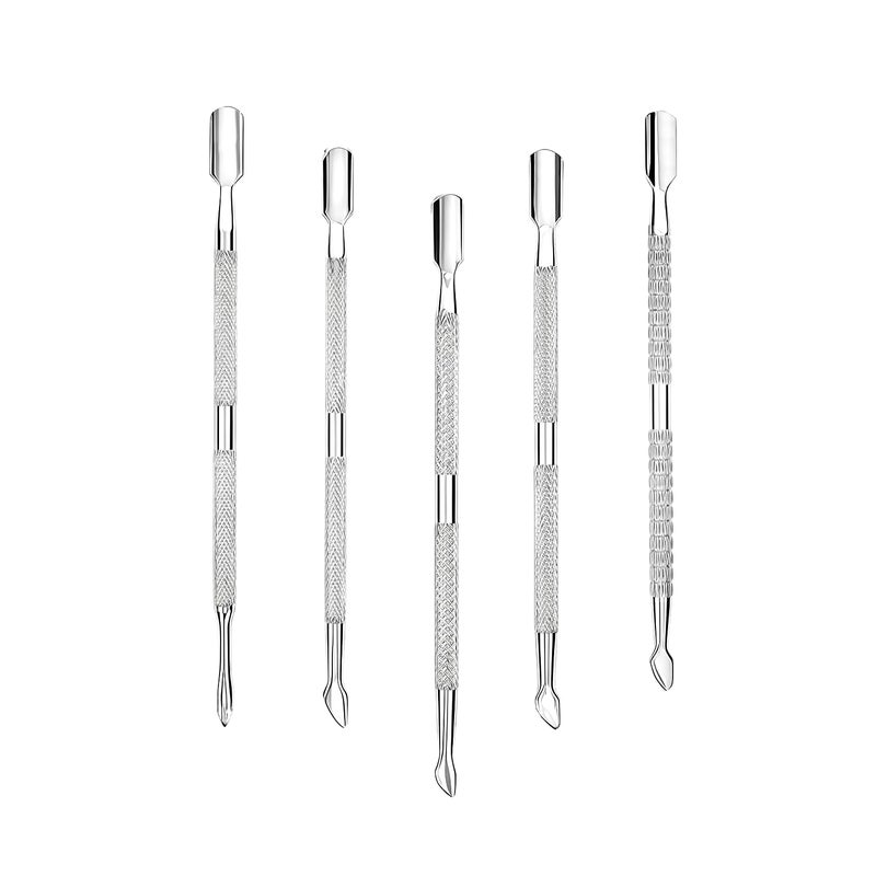 CREATIEE-PRO 5Pcs Cuticle Pusher Remover and Cutter, Creatiee Double Ended Stainless Steel Cuticle Cleaner Nail Gel Polish Removal, Manicure Pedicure Nail Tools for Fingernails Toenails - Professional & Durable - Image 1