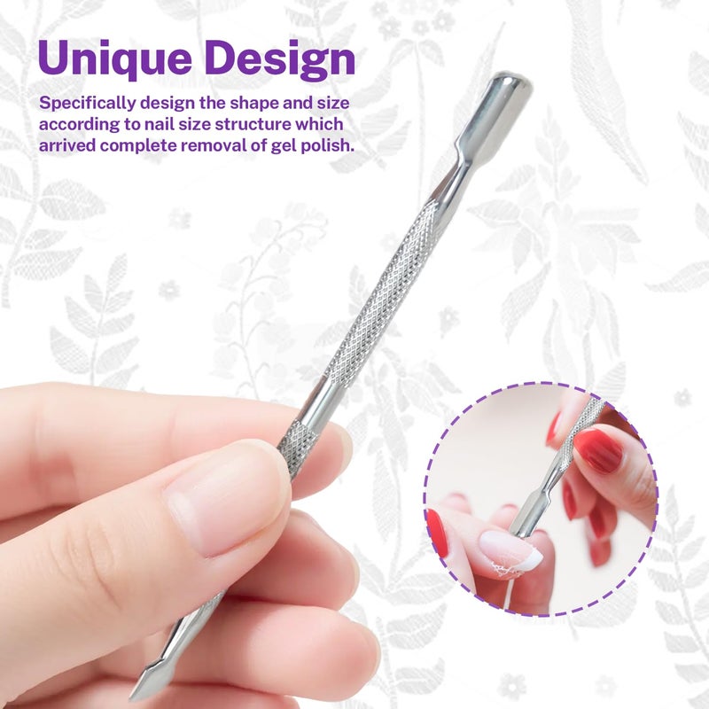 CREATIEE-PRO 5Pcs Cuticle Pusher Remover and Cutter, Creatiee Double Ended Stainless Steel Cuticle Cleaner Nail Gel Polish Removal, Manicure Pedicure Nail Tools for Fingernails Toenails - Professional & Durable - Image 2