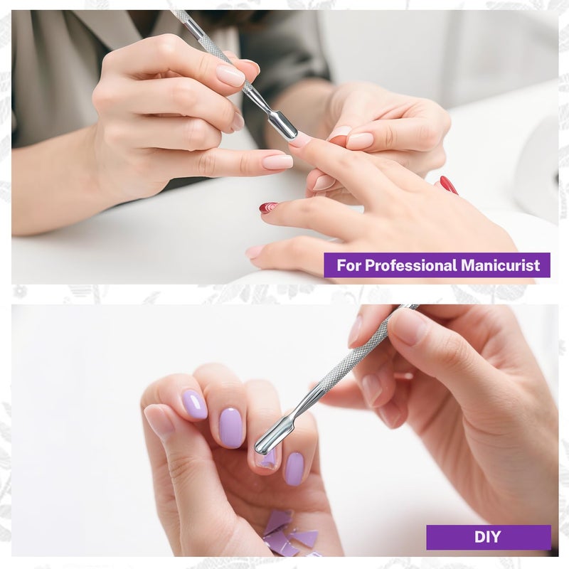 CREATIEE-PRO 5Pcs Cuticle Pusher Remover and Cutter, Creatiee Double Ended Stainless Steel Cuticle Cleaner Nail Gel Polish Removal, Manicure Pedicure Nail Tools for Fingernails Toenails - Professional & Durable - Image 4