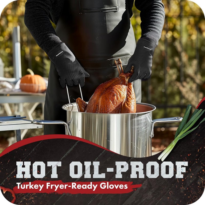 KITCHEN PERFECTION Silicone Smoker Oven Gloves -Extreme Heat Resistant BBQ Gloves -Handle Hot Food Right on Your Smoker Grill Fryer Pit|Waterproof Oven Mitts Grill Gloves |Superior Value Set+3 Bonuses - Image 5