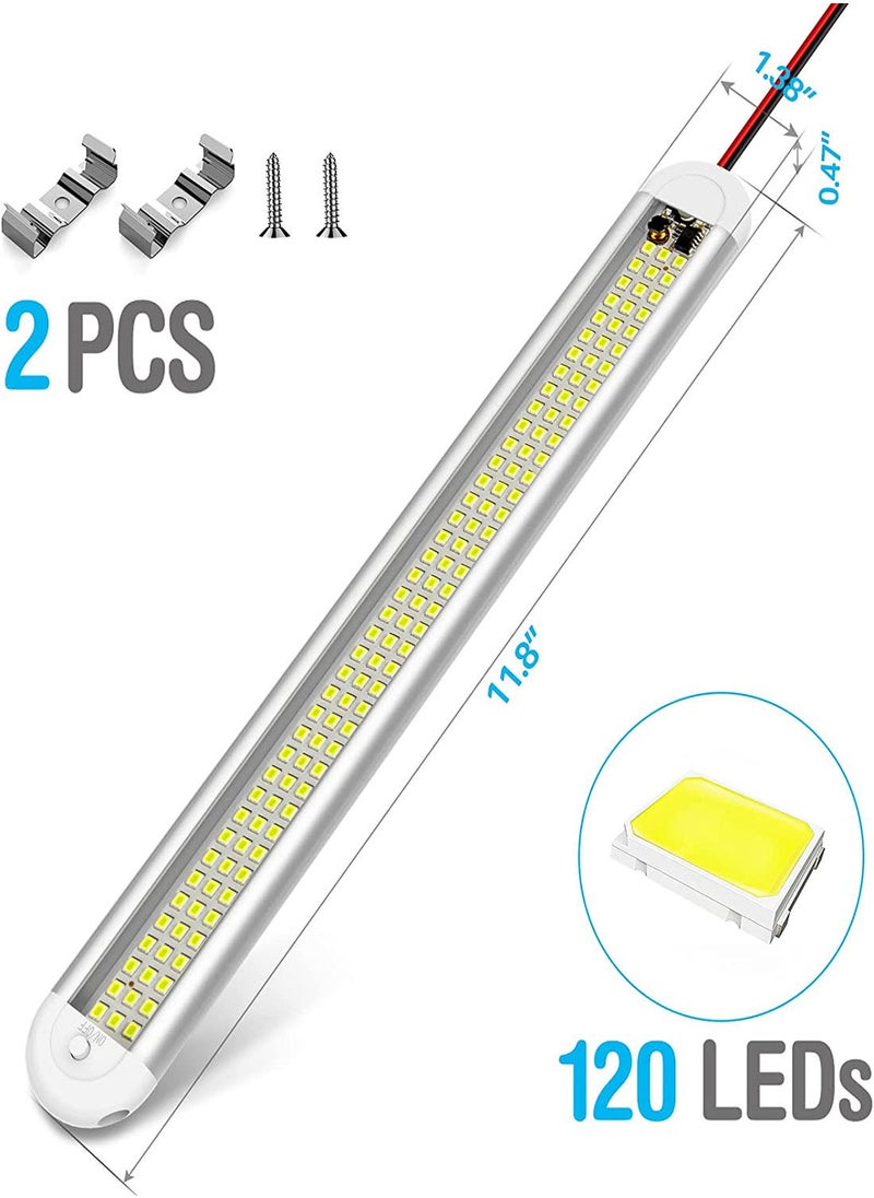 SYOSI - LED Interior Light Bar, 12v RV Lights Interior Led Strip Lights with ON/Off Switch, 120LEDs 1500LM 8W, for Enclosed Cargo Trailer, Car RV Van Truck Lorry Camper Boat Caravan Motorhome (2Pcs) - Image 1