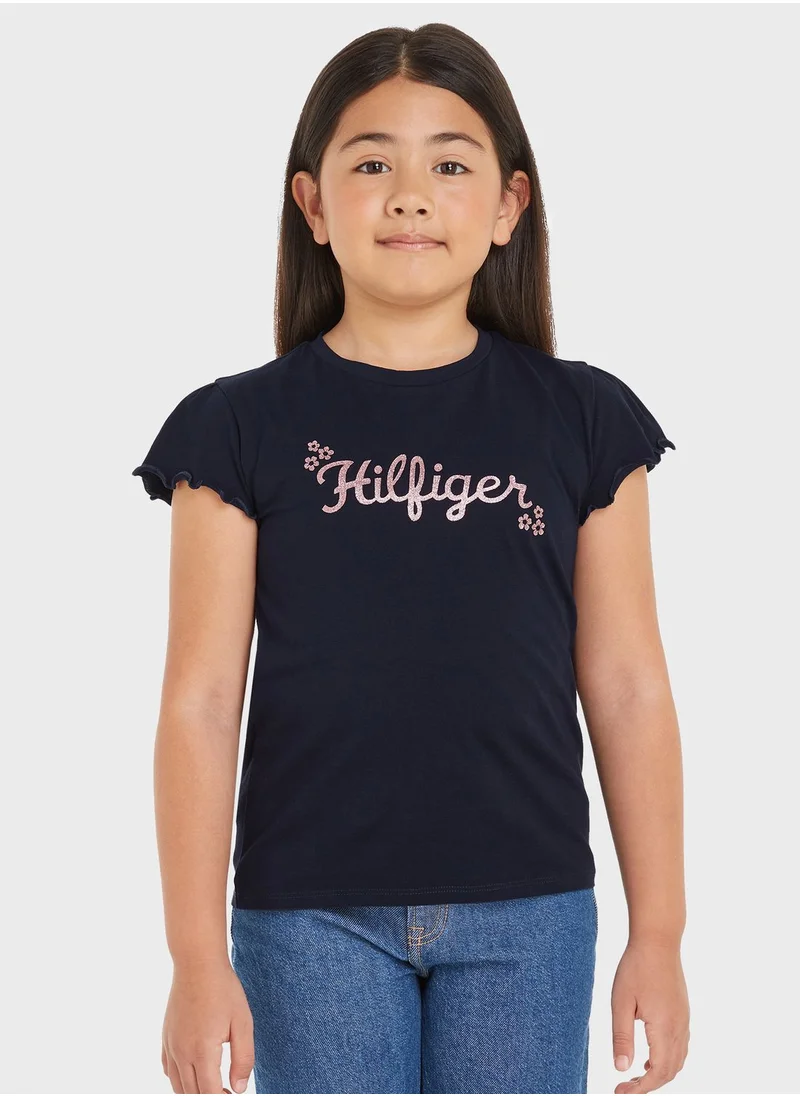 TOMMY HILFIGER Kids Flower Glitter T-Shirt