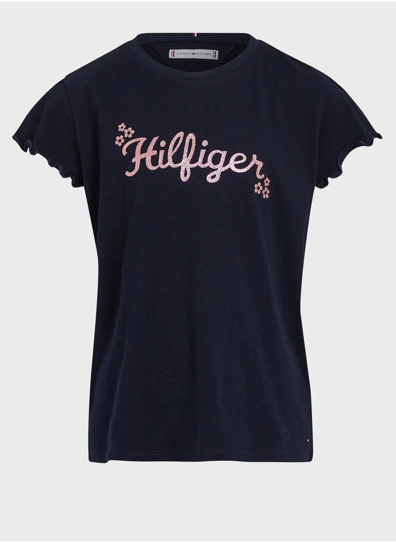 TOMMY HILFIGER Kids Flower Glitter T-Shirt