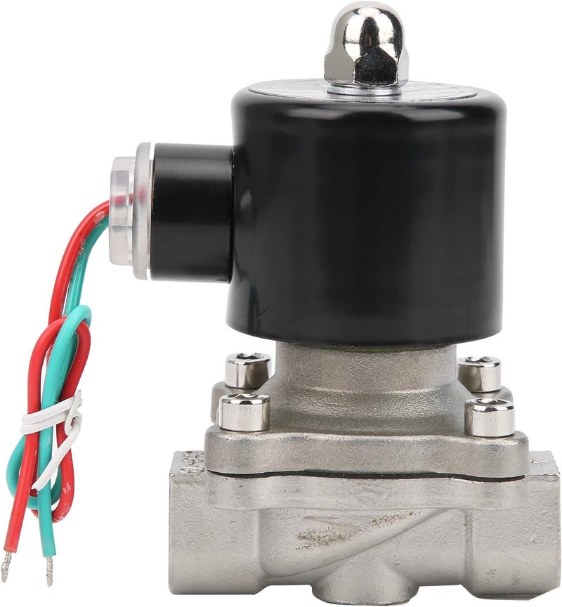 AC 110V 3/8 Inch Solenoid Valve, Direct Acting Normally Closed, Industrial Grade 304 Stainless Steel for Water, Air, Oil, and Neutral Gases, 1MPa Max Pressure, 80 Degree C Max (DC12V) - Image 1