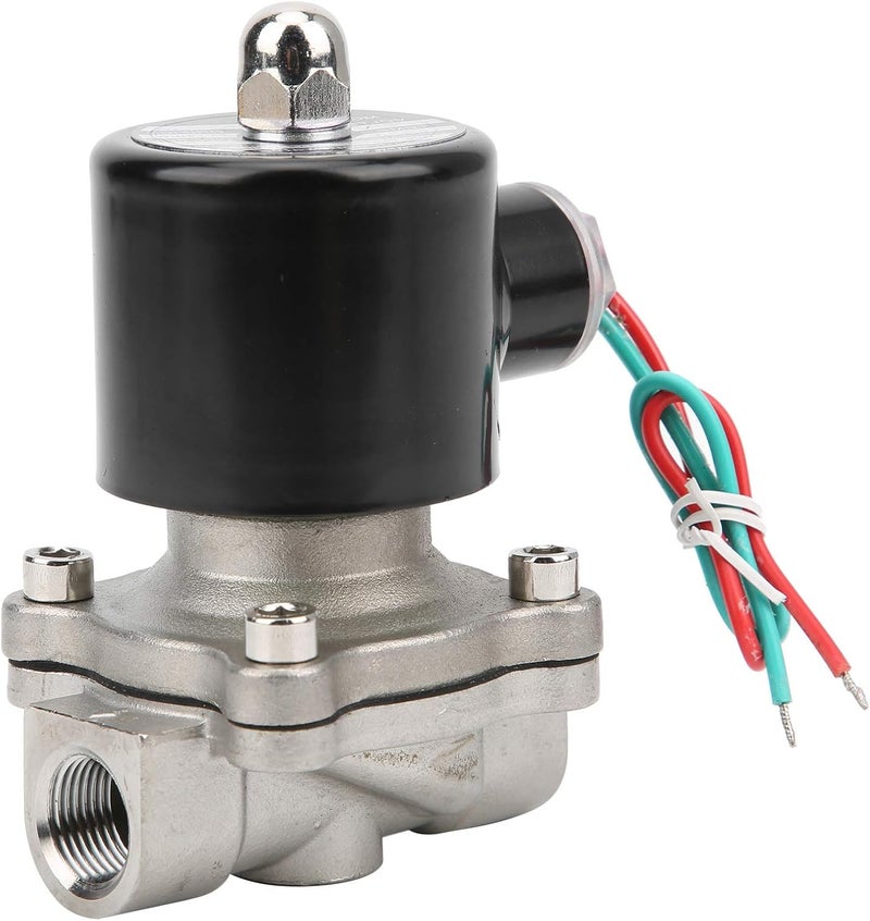 AC 110V 3/8 Inch Solenoid Valve, Direct Acting Normally Closed, Industrial Grade 304 Stainless Steel for Water, Air, Oil, and Neutral Gases, 1MPa Max Pressure, 80 Degree C Max (DC12V) - Image 2