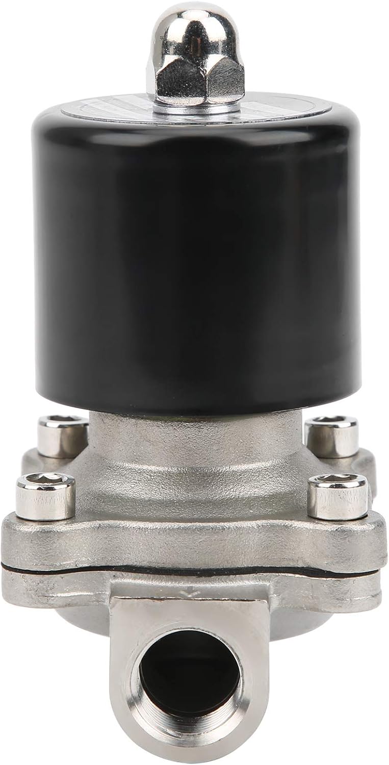 AC 110V 3/8 Inch Solenoid Valve, Direct Acting Normally Closed, Industrial Grade 304 Stainless Steel for Water, Air, Oil, and Neutral Gases, 1MPa Max Pressure, 80 Degree C Max (DC12V) - Image 4