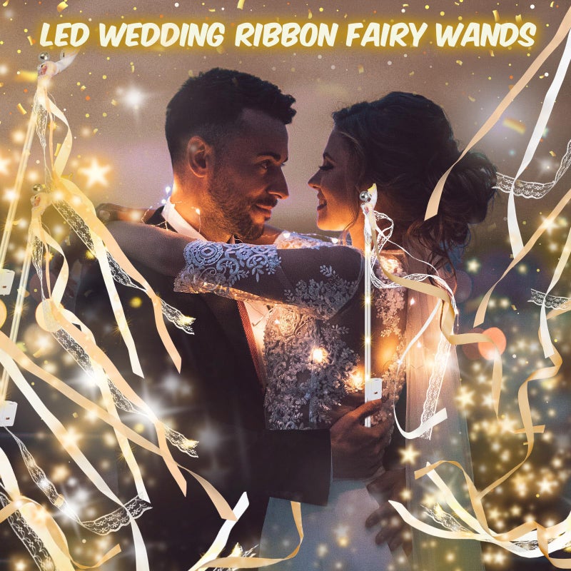 HONLYNE 58 PCS Wedding Wands with Lights,Fairy Wands, LED Silk Fairy Wand with Bells for Wedding Send Off, New Year, Raves, Concert, Birthday - Image 4