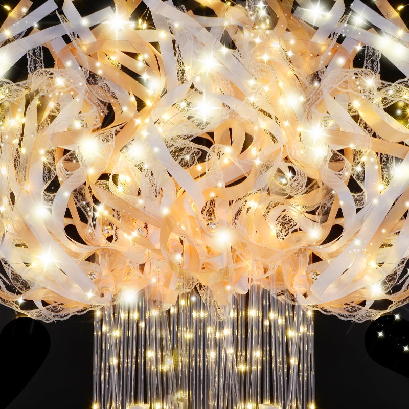 HONLYNE 58 PCS Wedding Wands with Lights,Fairy Wands, LED Silk Fairy Wand with Bells for Wedding Send Off, New Year, Raves, Concert, Birthday - Image 1