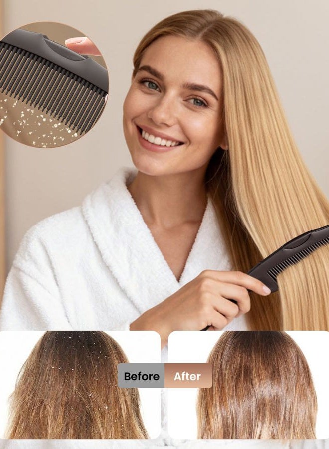 EHBELIF Dandruff Comb 2PC Upgraded Fine Tooth Scalp Detox Comb Lice for Women, Men & Kids Scalp Detoxing, Sweep & Massage Hair Brush Tool with Elegant Box for Hair Care(Brown) - Image 2