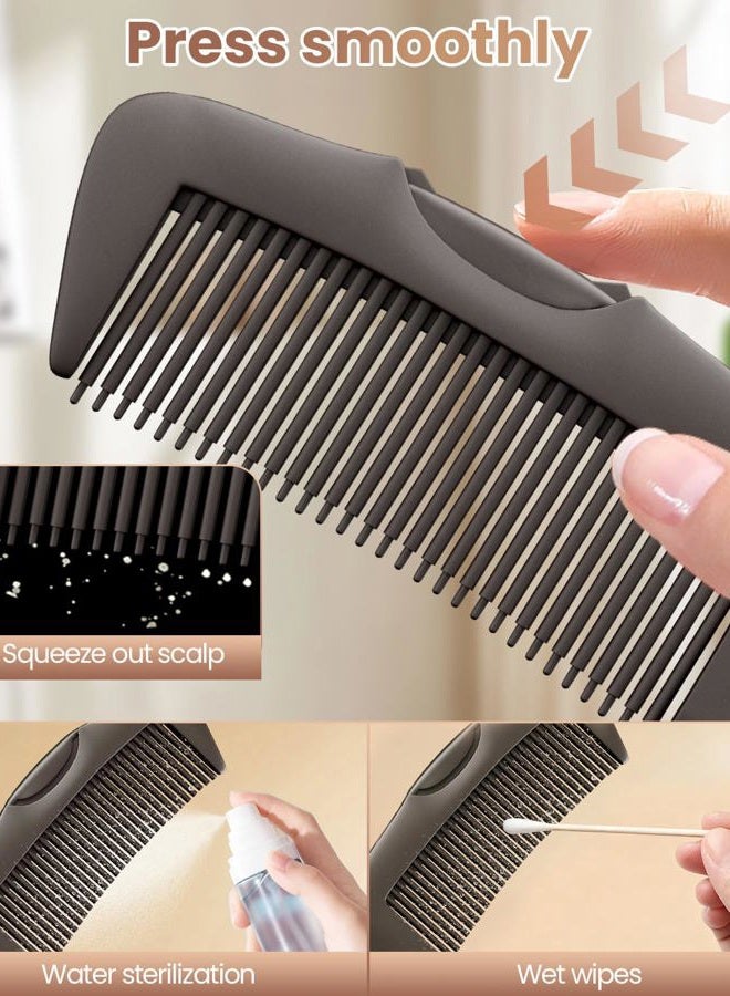 EHBELIF Dandruff Comb 2PC Upgraded Fine Tooth Scalp Detox Comb Lice for Women, Men & Kids Scalp Detoxing, Sweep & Massage Hair Brush Tool with Elegant Box for Hair Care(Brown) - Image 4