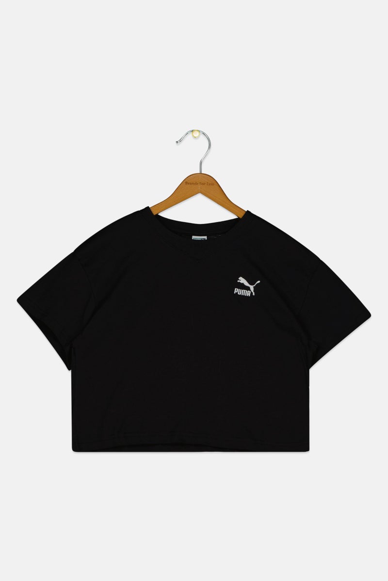 PUMA تي شيرت قصير الأكمام للفتيات، خارجي، أسود - Image 1