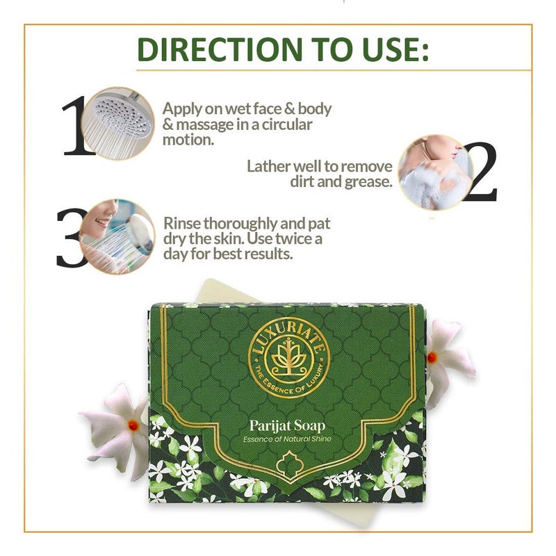 LUXURIATE Parijat Soap (125gm Pack of 3) | Luxury Premium Soap | Natural Soap | Handmade Organic Soap | Paraben & Chemical Free | Bath Soap for Men Women - Image 4