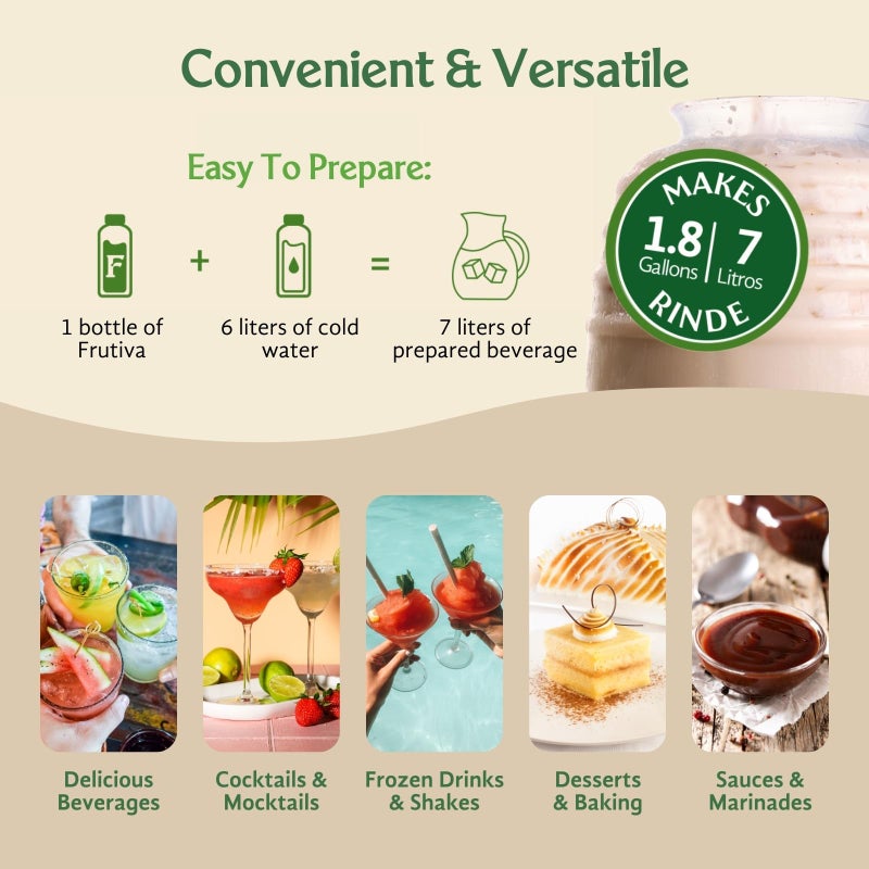 Frutiva Authentic Horchata Drink Mix | Made in Mexico with Cane Sugar, Oats & Cinnamon | Aguas Frescas Concentrate Makes 2.6 Gallons | No High Fructose Corn Syrup | Perfect for Drinks, Desserts & More - Image 3