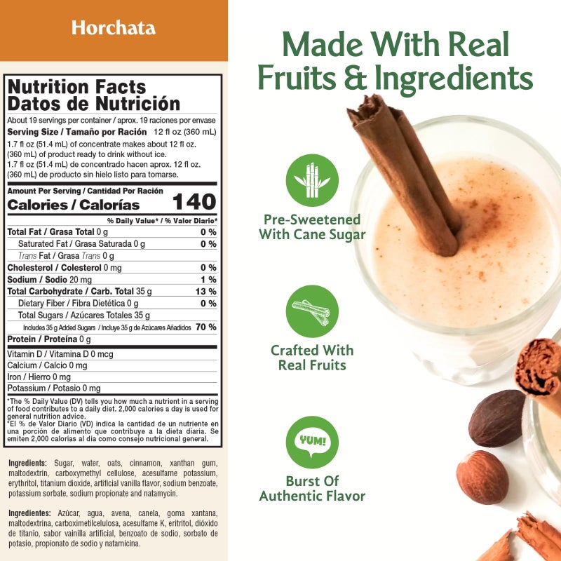 Frutiva Authentic Horchata Drink Mix | Made in Mexico with Cane Sugar, Oats & Cinnamon | Aguas Frescas Concentrate Makes 2.6 Gallons | No High Fructose Corn Syrup | Perfect for Drinks, Desserts & More - Image 5